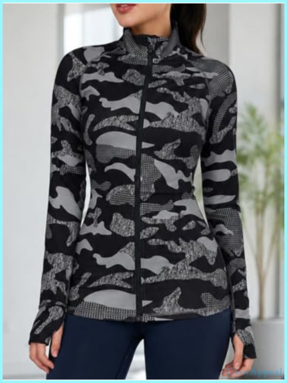 Women's Athletic Jacket Long Sleeves Extended Cuffs Sports Top